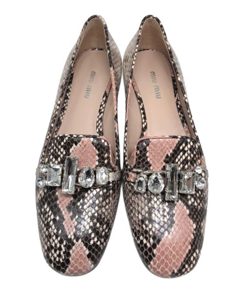 MIU MIU（ミュウミュウ）MIU MIU (ミュウミュウ) クリスタルビジューパンプス ピンク サイズ:37 1/2の古着・服飾アイテム