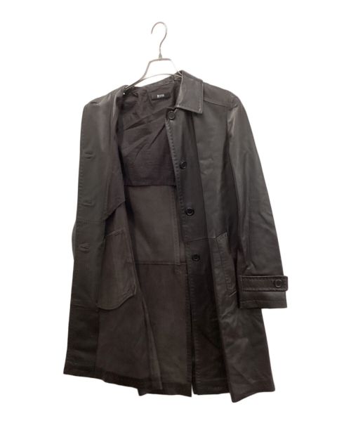 BOSS HUGO BOSS（ボス ヒューゴボス）BOSS HUGO BOSS (ボス ヒューゴボス) レザーコート ブラウン サイズ:38の古着・服飾アイテム