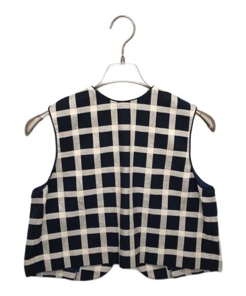 TOMORROW LAND（トゥモローランド）TOMORROW LAND (トゥモローランド) ドビータッターチェック フロンタブルジレ ネイビー サイズ:36の古着・服飾アイテム