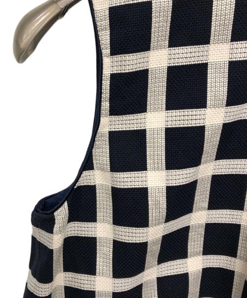 TOMORROW LAND（トゥモローランド）TOMORROW LAND (トゥモローランド) ドビータッターチェック フロンタブルジレ ネイビー サイズ:36の古着・服飾アイテム