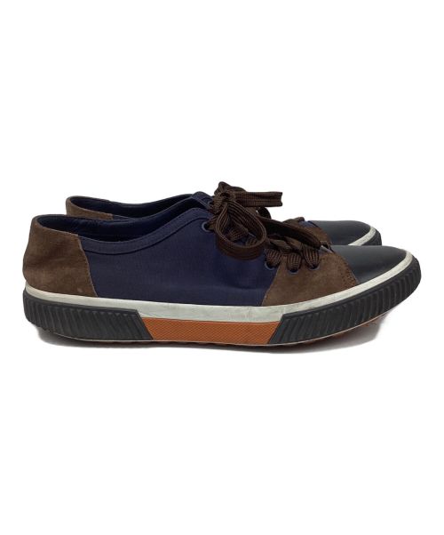 PRADA（プラダ）PRADA (プラダ) ローカットスニーカー ネイビー×ブラウン サイズ:9の古着・服飾アイテム