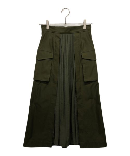 CLANE（クラネ）CLANE (クラネ) ミリタリープリーツドッキングロングスカート オリーブの古着・服飾アイテム