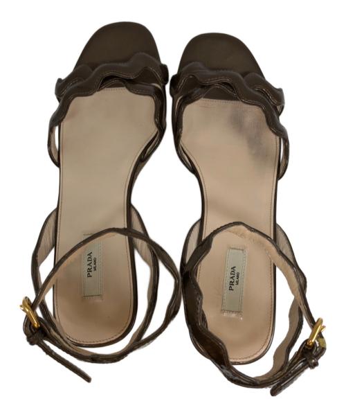 PRADA（プラダ）PRADA (プラダ) ウェッジソールサンダル ブラウン サイズ:３６1/2の古着・服飾アイテム