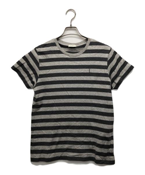 Saint Laurent Paris（サンローランパリ）Saint Laurent Paris (サンローランパリ) ボーダーTシャツ グレー サイズ:Sの古着・服飾アイテム