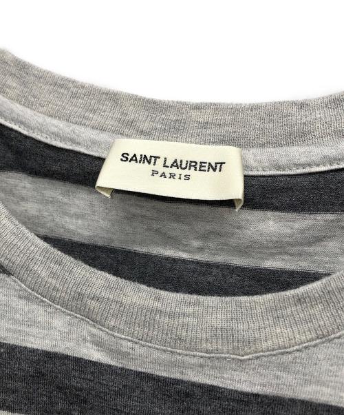 Saint Laurent Paris（サンローランパリ）Saint Laurent Paris (サンローランパリ) ボーダーTシャツ グレー サイズ:Sの古着・服飾アイテム