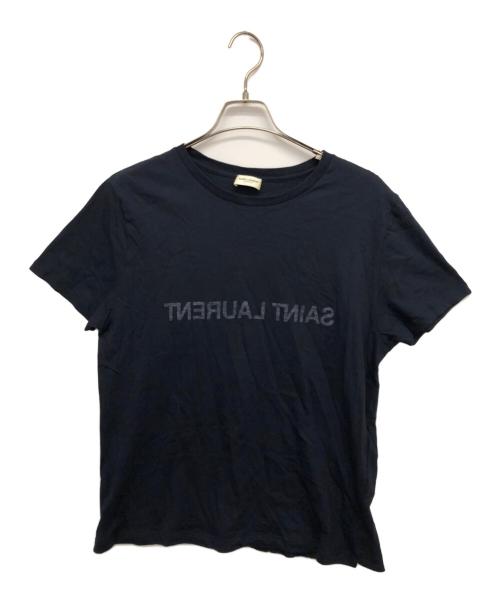 SAINTLAURENT JEANS（サンローラン ジーンズ）SAINTLAURENT JEANS (サンローラン ジーンズ) リバースロゴTee ネイビー サイズ:Lの古着・服飾アイテム