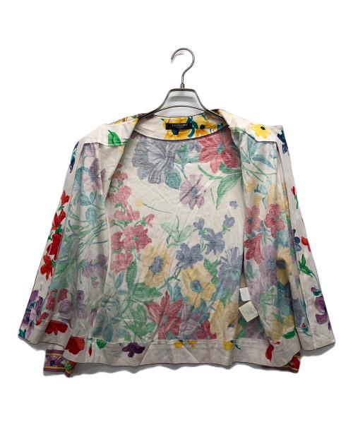 LEONARD（レオナール）LEONARD (レオナール) 花柄ノーカラージャケット ホワイト サイズ:Lの古着・服飾アイテム