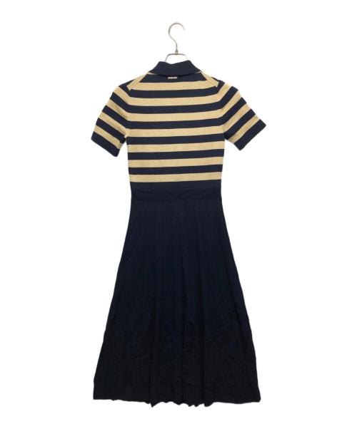 MICHAEL KORS（マイケル・コース）MICHAEL KORS (マイケルコース) ニットポロドレス ゴールド×ネイビー サイズ:Sの古着・服飾アイテム