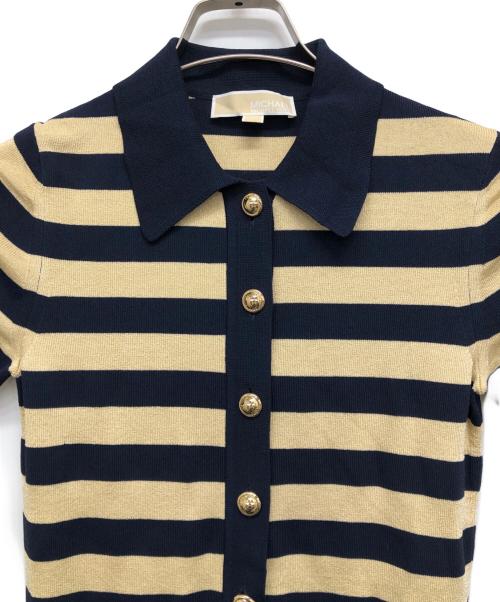 MICHAEL KORS（マイケル・コース）MICHAEL KORS (マイケルコース) ニットポロドレス ゴールド×ネイビー サイズ:Sの古着・服飾アイテム