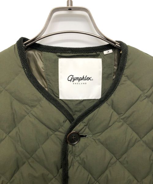 Gymphlex（ジムフレックス）Gymphlex (ジムフレックス) キルトダウンノーカラーコート カーキ サイズ:１４号の古着・服飾アイテム