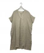 evam evaエヴァムエヴァ）の古着「半袖リネンワンピース」｜ベージュ