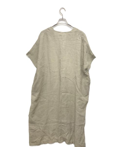 evam eva（エヴァムエヴァ）evam eva (エヴァムエヴァ) 半袖リネンワンピース ベージュ サイズ:記載なしの古着・服飾アイテム