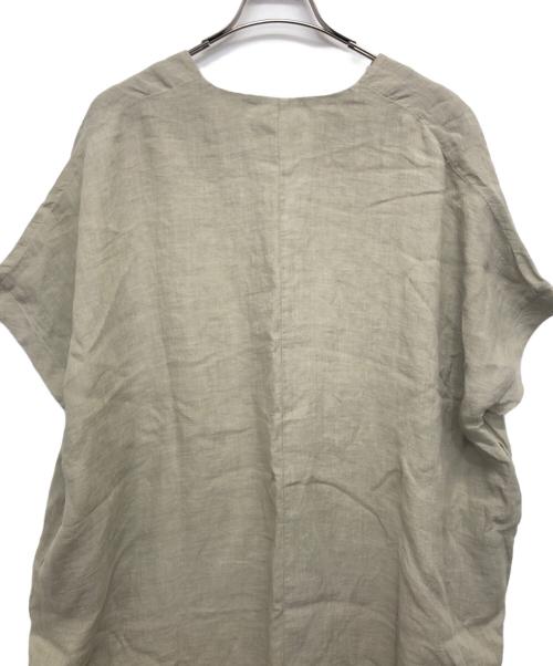 evam eva（エヴァムエヴァ）evam eva (エヴァムエヴァ) 半袖リネンワンピース ベージュ サイズ:記載なしの古着・服飾アイテム