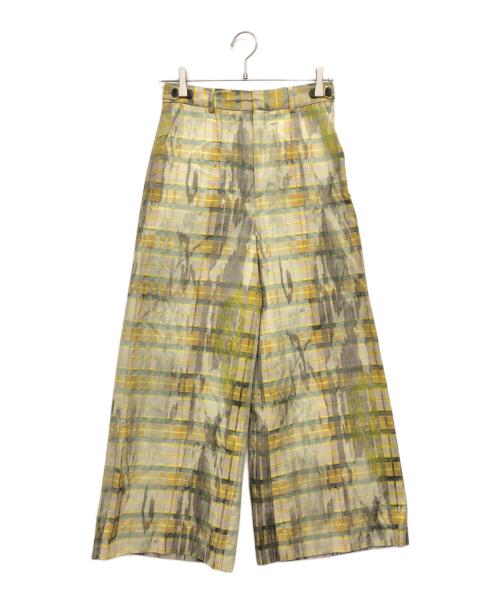 CABAN（キャバン）CABAN (キャバン) カモフラージュチェックプリントワイドパンツ イエロー サイズ:XSの古着・服飾アイテム