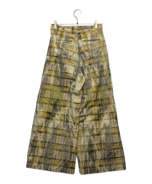 CABAN（キャバン）CABAN (キャバン) カモフラージュチェックプリントワイドパンツ イエロー サイズ:XSの古着・服飾アイテム