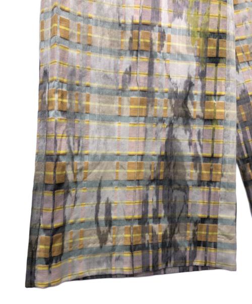 CABAN（キャバン）CABAN (キャバン) カモフラージュチェックプリントワイドパンツ イエロー サイズ:XSの古着・服飾アイテム