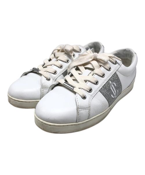 JIMMY CHOO（ジミーチュウ）JIMMY CHOO (ジミーチュウ) グリッターロゴスニーカー ホワイト サイズ:36の古着・服飾アイテム