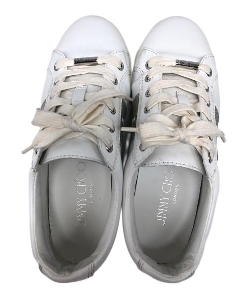 JIMMY CHOO（ジミーチュウ）JIMMY CHOO (ジミーチュウ) グリッターロゴスニーカー ホワイト サイズ:36の古着・服飾アイテム