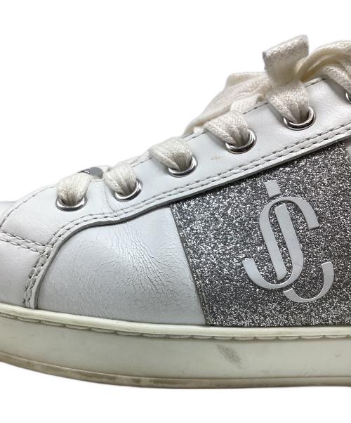 JIMMY CHOO（ジミーチュウ）JIMMY CHOO (ジミーチュウ) グリッターロゴスニーカー ホワイト サイズ:36の古着・服飾アイテム