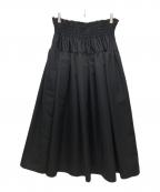 JAN SOLVIE ASSEMBLYヤンソルヴィアッセンブリー）の古着「タフタシャーリングスカート」｜ブラック