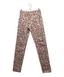 YAMANE（ヤマネ）の古着「カモメ総柄デニムパンツ」｜ピンク