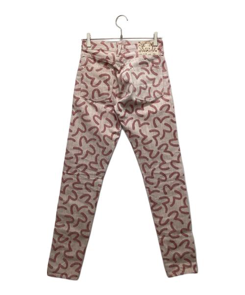 YAMANE（ヤマネ）YAMANE (ヤマネ) カモメ総柄デニムパンツ ピンク サイズ:28の古着・服飾アイテム