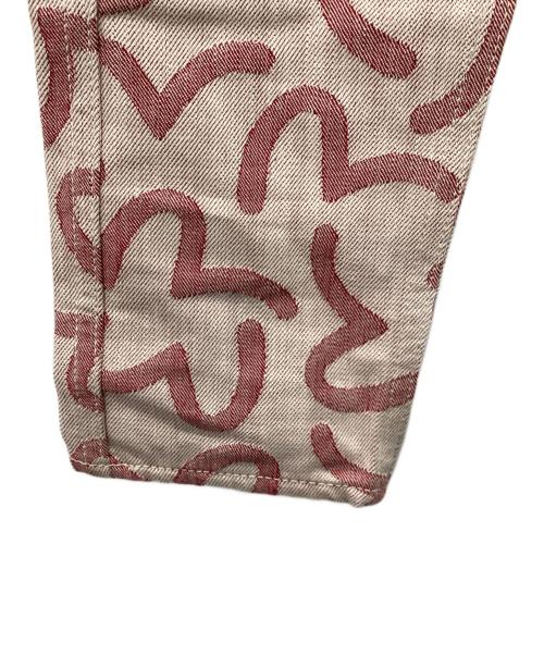 YAMANE（ヤマネ）YAMANE (ヤマネ) カモメ総柄デニムパンツ ピンク サイズ:28の古着・服飾アイテム