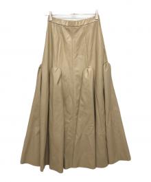 UN3D.（アンスリード）の古着「FAKE LEATHER GATHER SK」｜ベージュ