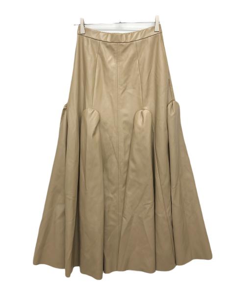 UN3D.（アンスリード）UN3D. (アンスリード) FAKE LEATHER GATHER SK ベージュ サイズ:38の古着・服飾アイテム
