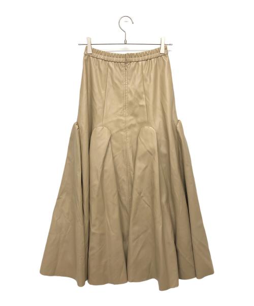 UN3D.（アンスリード）UN3D. (アンスリード) FAKE LEATHER GATHER SK ベージュ サイズ:38の古着・服飾アイテム