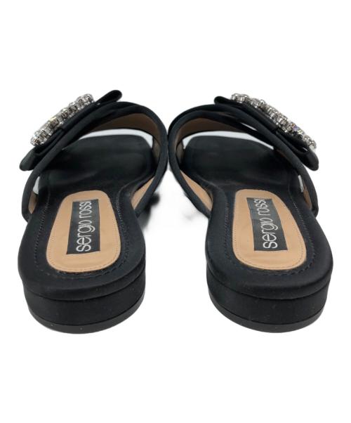 sergio rossi（セルジオロッシ）sergio rossi (セルジオロッシ) クリスタルビジュークロスサンダル ブラック サイズ:24の古着・服飾アイテム