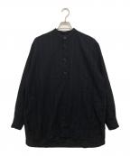 MARKAマーカ）の古着「ストライプバンドカラーシャツ」｜ブラック
