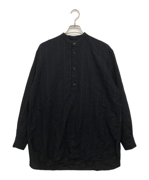 MARKA（マーカ）MARKA (マーカ) ストライプバンドカラーシャツ ブラック サイズ:Sの古着・服飾アイテム
