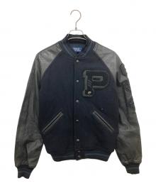 POLO RALPH LAUREN（ポロ・ラルフローレン）の古着「レザーワッペンスタジャン」｜ブラック