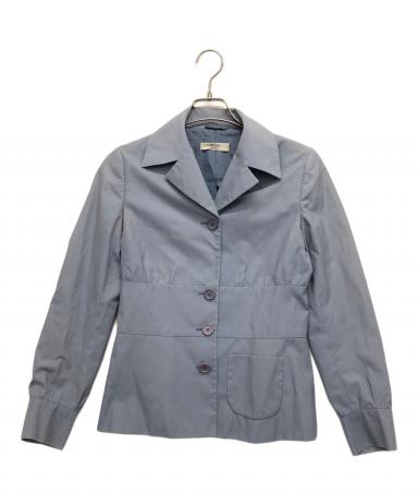 PRADA プラダ シルクジャケット 40サイズ【美品】 中古・古着通販】PRADA (プラダ) ペプラムジャケット スカイブルー
