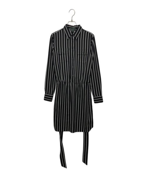 LAUREN RALPH LAUREN（ローレンラルフローレン）LAUREN RALPH LAUREN (ローレンラルフローレン) ストライプシャツワンピース ブラックの古着・服飾アイテム
