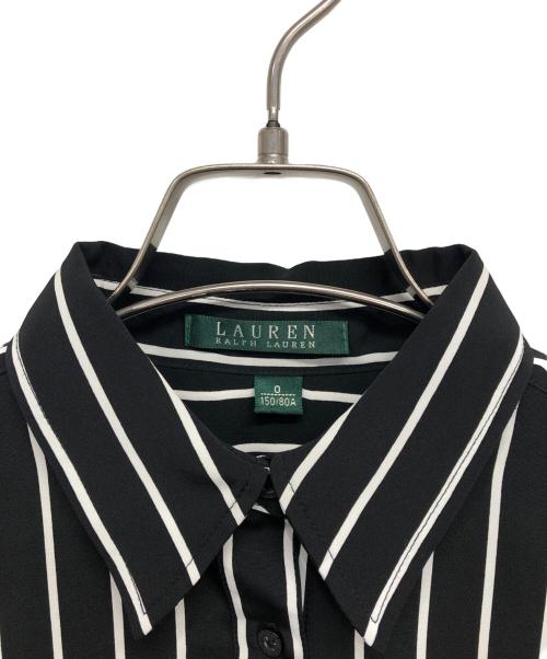 LAUREN RALPH LAUREN（ローレンラルフローレン）LAUREN RALPH LAUREN (ローレンラルフローレン) ストライプシャツワンピース ブラックの古着・服飾アイテム