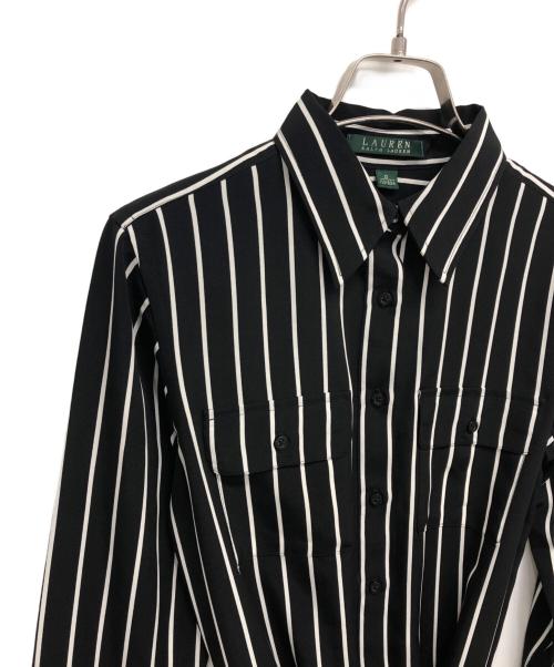 LAUREN RALPH LAUREN（ローレンラルフローレン）LAUREN RALPH LAUREN (ローレンラルフローレン) ストライプシャツワンピース ブラックの古着・服飾アイテム