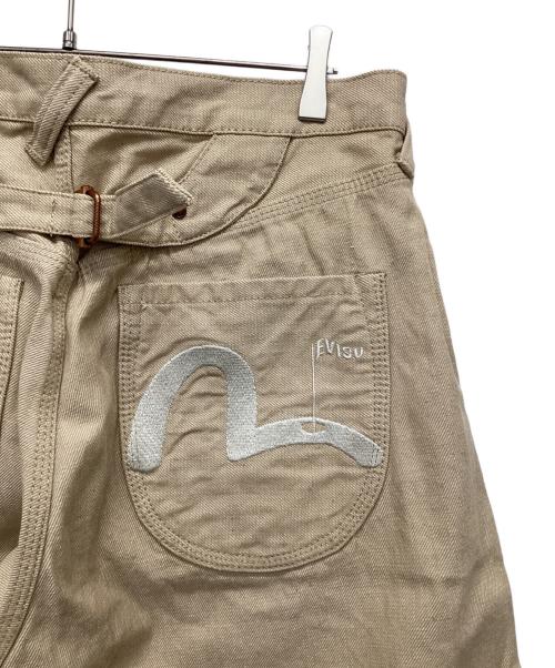 YAMANE（ヤマネ）YAMANE (ヤマネ) カモメ刺繍シンチバックパンツ ベージュ サイズ:36×34の古着・服飾アイテム