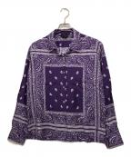 UNUSEDアンユーズド）の古着「バンダナ柄オープンカラーシャツ」｜パープル