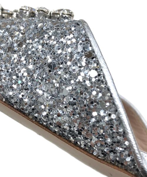 MIU MIU（ミュウミュウ）MIU MIU (ミュウミュウ) ビジュースパンコールミュール シルバー サイズ:37 1/2の古着・服飾アイテム