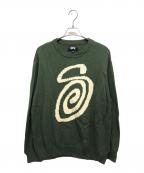 stussyステューシー）の古着「CURLY S SWEATER」｜グリーン