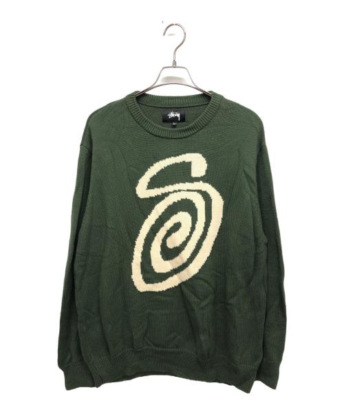 stussy（ステューシー）stussy (ステューシー) CURLY S SWEATER グリーン サイズ:Lの古着・服飾アイテム