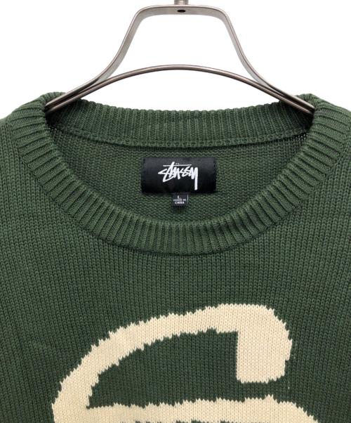 stussy（ステューシー）stussy (ステューシー) CURLY S SWEATER グリーン サイズ:Lの古着・服飾アイテム
