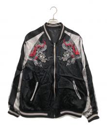 花旅楽団（ハナタビガクダン）の古着「リバーシブル刺繍スカジャン」｜ブラック×グレー