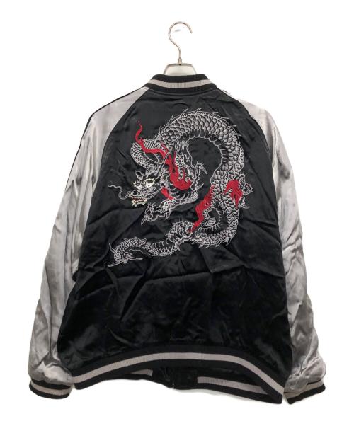 花旅楽団（ハナタビガクダン）花旅楽団 (ハナタビガクダン) リバーシブル刺繍スカジャン ブラック×グレー サイズ:XXLの古着・服飾アイテム