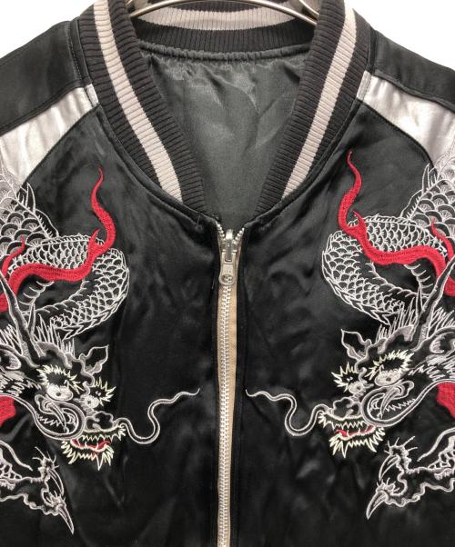 花旅楽団（ハナタビガクダン）花旅楽団 (ハナタビガクダン) リバーシブル刺繍スカジャン ブラック×グレー サイズ:XXLの古着・服飾アイテム