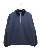 X-LARGEエクストララージ）の古着「QUILTED HALF-ZIP SHIRT（キルテッドハーフジップシャツ）」｜ネイビー