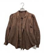 HER LIP TOハーリップトゥ）の古着「ボウタイレーストリミングブラウス」｜ベージュ