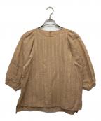 23区ニジュウサンク）の古着「カラミストライプパフスリーブブラウス」｜ブラウン